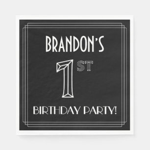 Servilleta De Papel 1.ᵉʳ Fiesta de cumpleaños: Art Deco Style + Custom