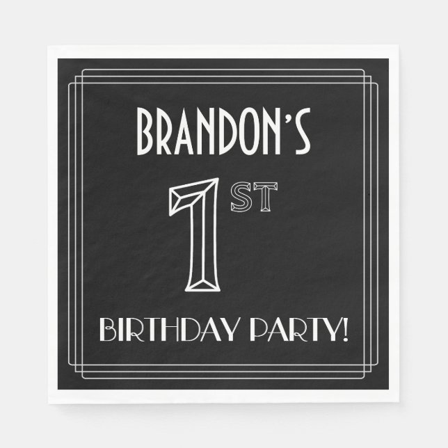 Servilleta De Papel 1.ᵉʳ Fiesta de cumpleaños: Art Deco Style + Custom (Anverso)