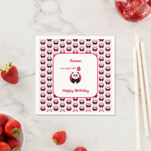 Servilleta De Papel 1.ᵉʳ panda de cumpleaños niños globos rojos