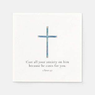 Servilleta De Papel 1 Pedro 5:7 Cruz Minimalista