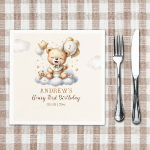 Servilleta De Papel 1st Birthday Teddy Bear Boy