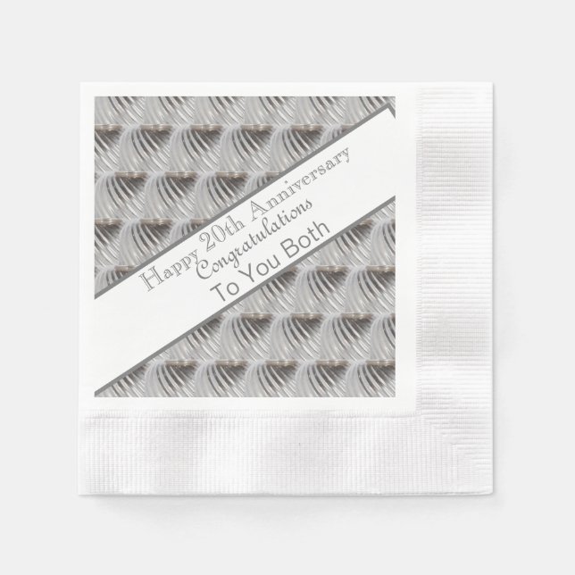 Servilleta De Papel 20º Aniversario Boda Platino (Anverso)