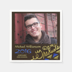 Servilleta De Papel 2020 Título de graduación Foto Relieve metalizad