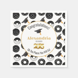 Servilleta De Papel 2025 Donuts and Degrees Modern Black and White