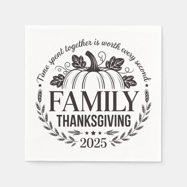 Servilleta De Papel 2025 Thanksgiving Family Keepsake Design (Anverso)