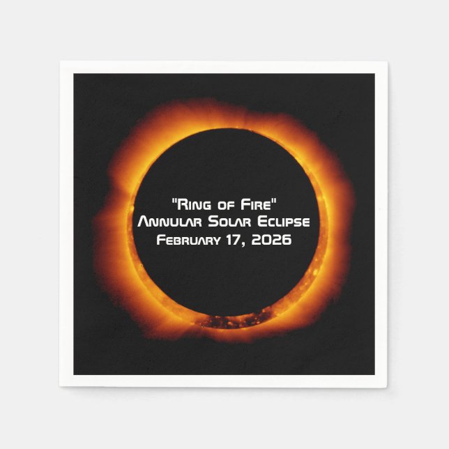 Servilleta De Papel 2026 Annular Ring of Fire Solar Eclipse (Anverso)