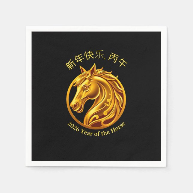 Servilleta De Papel 2026 Chinese New Years- Gold Horse (Anverso)