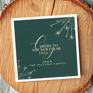 Servilleta De Papel 2026 Happy New Year Classy Modern Typography Green