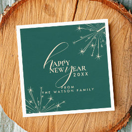 Servilleta De Papel 2026 Happy New Year Classy Modern Typography Teal