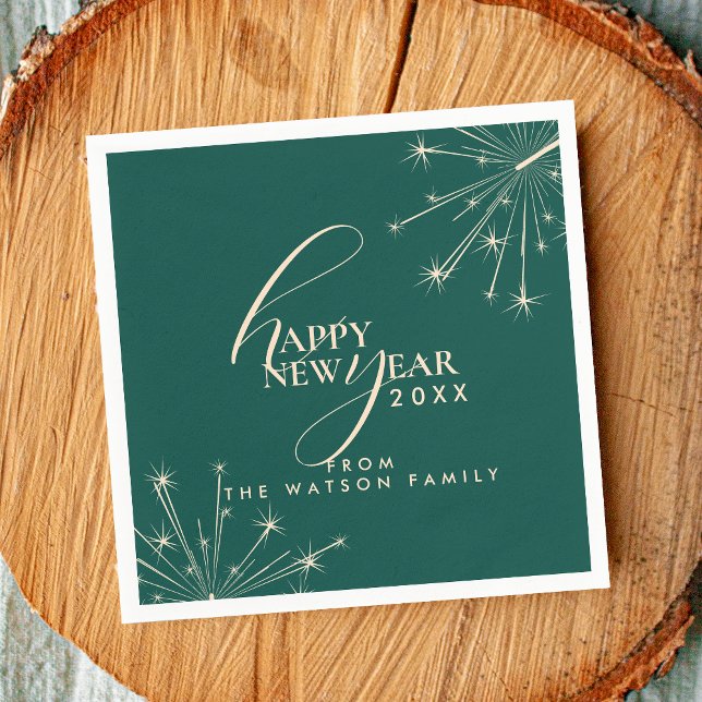 Servilleta De Papel 2026 Happy New Year Classy Modern Typography Teal (Subido por el creador)