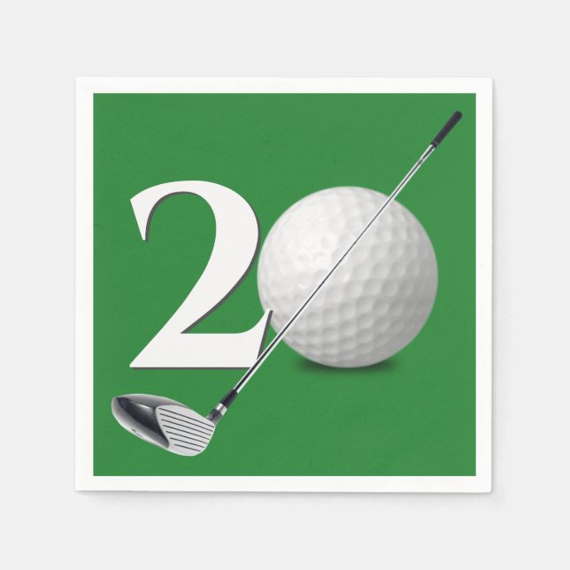 Servilleta De Papel 20.ª Bola De Golf Y Club (Anverso)