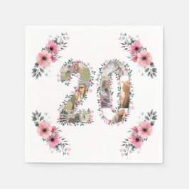 Servilleta De Papel 20.º Chica de Collage de fotos de cumpleaños Flor