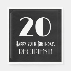 Servilleta De Papel 20 Aniversario ~ Art Deco Inspirado Aspecto "20", 