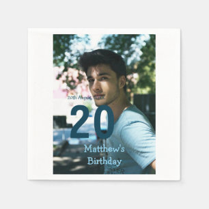Servilleta De Papel 20 cumpleaños agregar nombre foto de fecha hombre