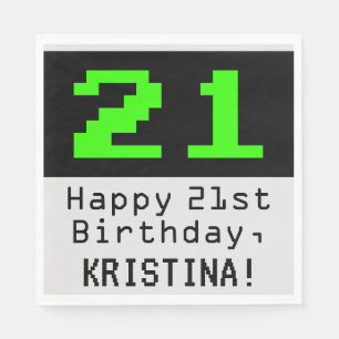 Servilleta De Papel 21º cumpleaños - Nerdy / Geeky Style "21" y nombre