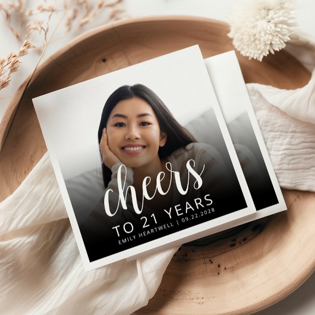 Servilleta De Papel 21.ª Fiesta de cumpleaños Foto Saludos con guión b (Subido por el creador)