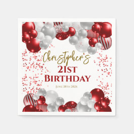 Servilleta De Papel 21.ª Fiesta de cumpleaños Globos Rojos