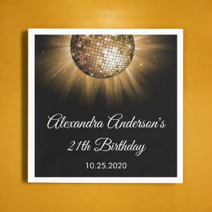 Servilleta De Papel 21.ª Fiesta Gold Disco Ball