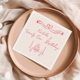 Servilleta De Papel 21.ª Mano Rosa Escrita Torta De Pastel