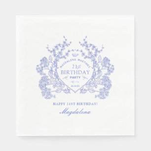 Servilleta De Papel 21.ª Personalizado Escudo Floral Azul Francesa