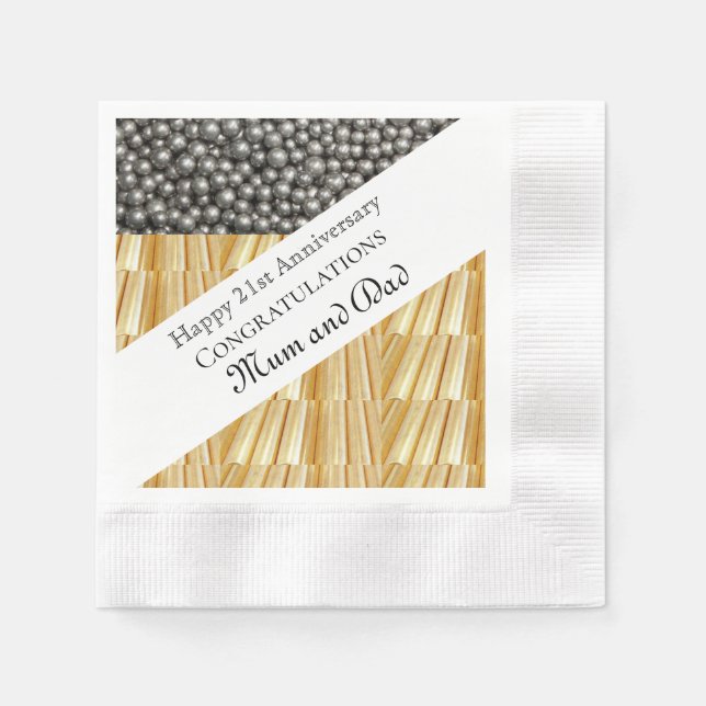 Servilleta De Papel 21.º Aniversario Boda (Anverso)