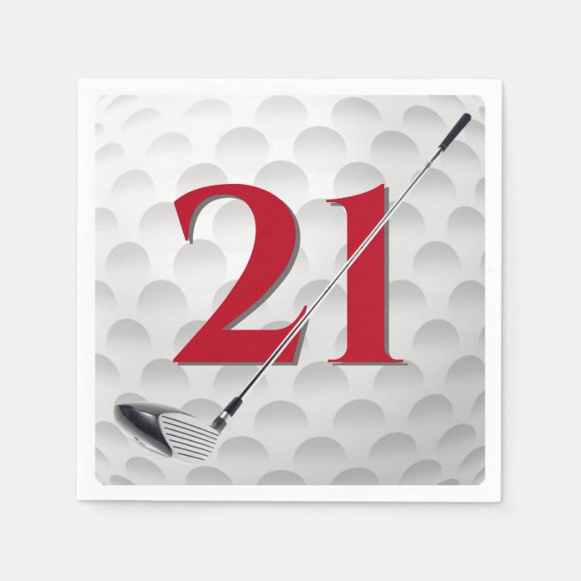 Servilleta De Papel 21.º club de golf de cumpleaños (Anverso)