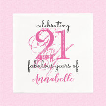 21 cumpleaños 21 años fabulosos toallas de papel r