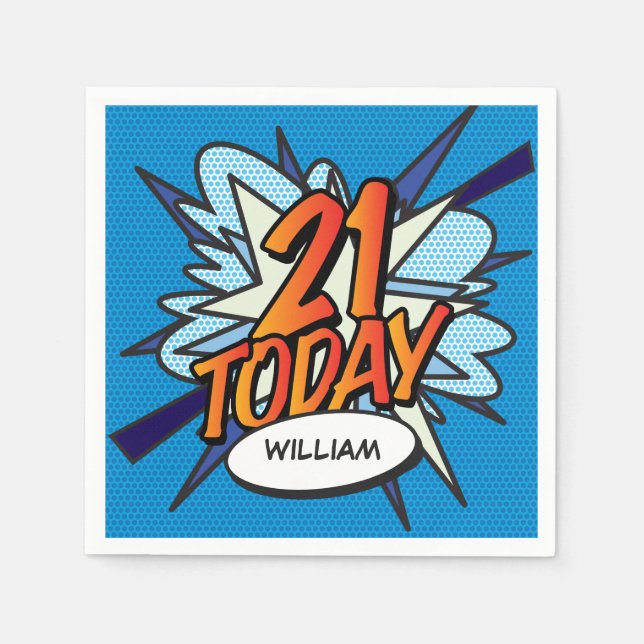 Servilleta De Papel 21 HOY Libro De Cómics Divertidos Retro (Anverso)