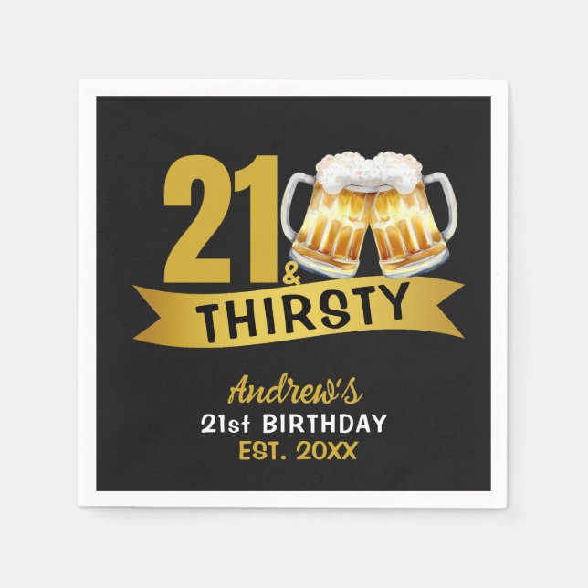 SERVILLETA DE PAPEL 21 & THIRSTY-21ST BIRTHDAY INVITATION (Anverso)