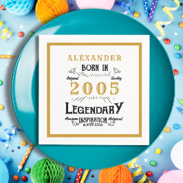 Servilleta De Papel 21st Birthday Born 2005 White Gold Legend