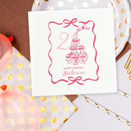 Servilleta De Papel 21st Birthday Hand Drawn Champagne Tower