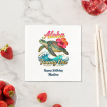21st Birthday Personalized Tropical Sea Turtle
