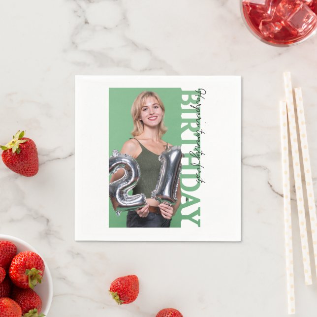 Servilleta De Papel 21st Birthday Photo college Party  (In situ)