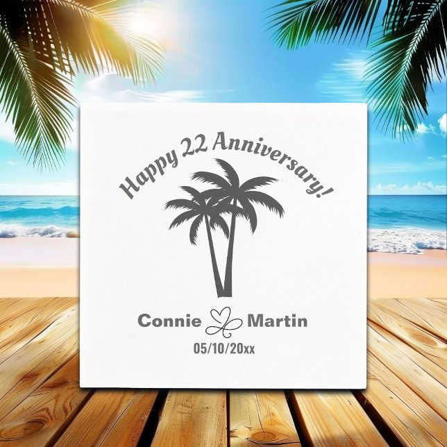 Servilleta De Papel 22.º Aniversario Boda Palm Trees (Subido por el creador)