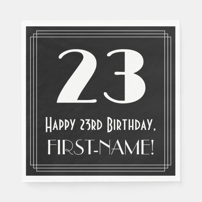 Servilleta De Papel 23 Aniversario ~ Art Deco Inspirado Aspecto "23",  (Anverso)