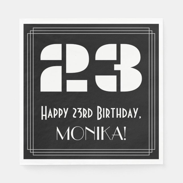 Servilleta De Papel 23 Aniversario: Aspecto inspirado en el Art Deco " (Anverso)