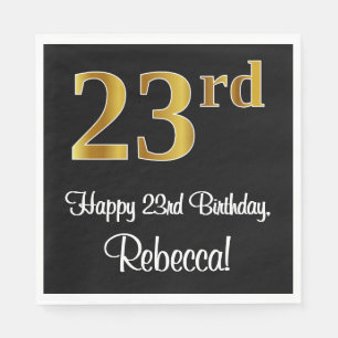 Servilleta De Papel 23 cumpleaños ~ Elegante lujoso Faux Gold Look #