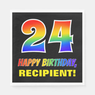 Servilleta De Papel 24º cumpleaños: audaz, divertido, simple, arcoiris