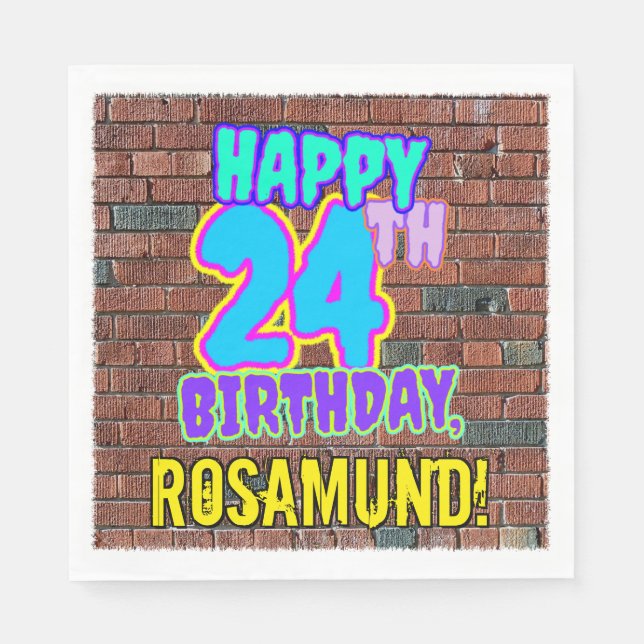 Servilleta De Papel 24 cumpleaños ~ Diversión, graffiti urbano inspira (Anverso)