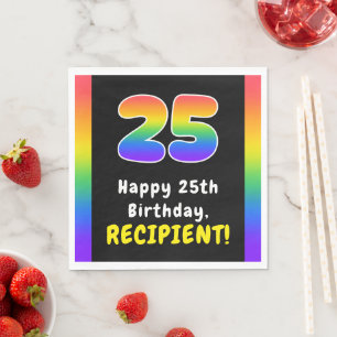 Servilleta De Papel 25º cumpleaños: Espectro arcoiris # 25, nombre per