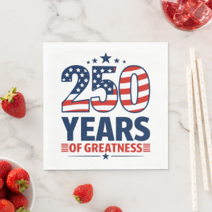 Servilleta De Papel 250 Años De Grandeza Independencia Americana 