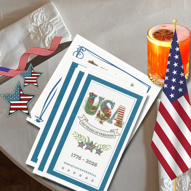 Servilleta De Papel 250 Years of Freedom Elegant Patriotic  (250 Years of Freedom Elegant Patriotic Paper Guest Paper Guest Towels)