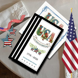 Servilleta De Papel 250 Years of Freedom Elegant Patriotic Black Guest
