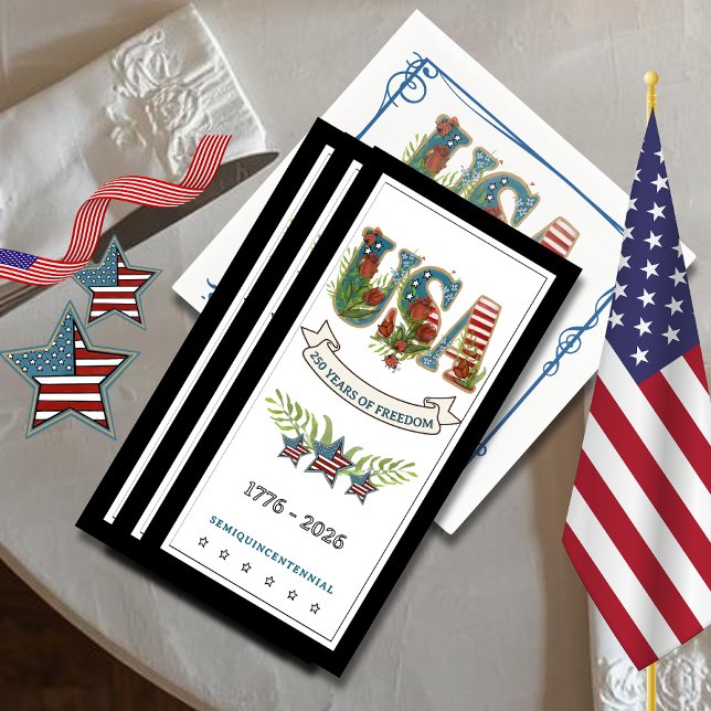 Servilleta De Papel 250 Years of Freedom Elegant Patriotic Black Guest (250 Years of Freedom Elegant Patriotic Black Guest Paper Guest Towels)