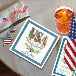 Servilleta De Papel 250 Years of Freedom Elegant Patriotic Blue Border