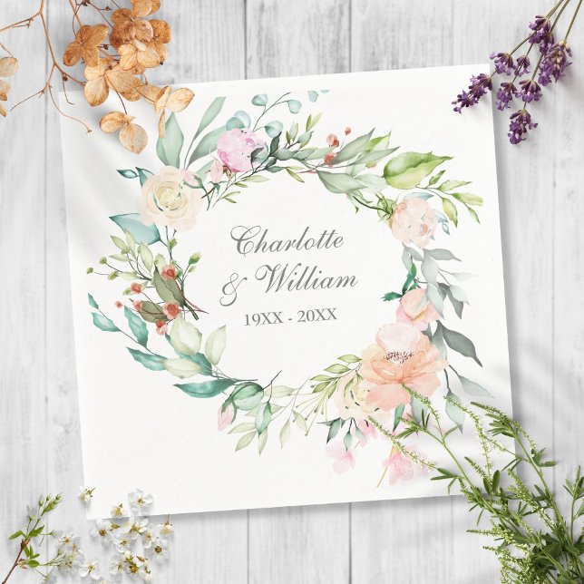 Servilleta De Papel 25.ª acuarela de Rosas  de Boda de Plata (Subido por el creador)
