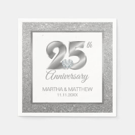 Servilleta De Papel 25 Aniversario Boda de Plata Personalizada