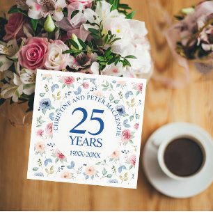 Servilleta De Papel 25° Aniversario de los Rosas Bodas de Rubor