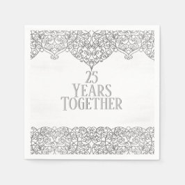 Servilleta De Papel 25 Aniversario De Plata Lace On White