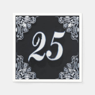Servilleta De Papel 25 cumpleaños o aniversario Regal Silver negro